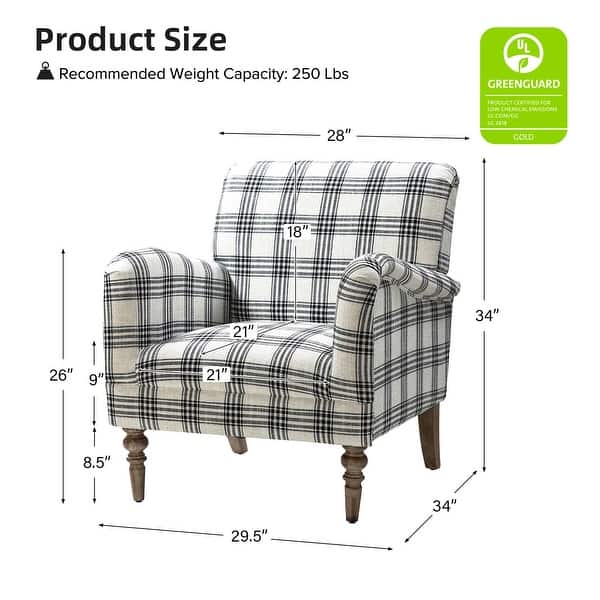 dimension image slide 0 of 6, HULALA HOME Mandan 29.5" Wide Farmhouse Accent Armchair with Solid Wood Legs
