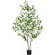 preview thumbnail 18 of 17, 6 FT Artificial Eucalyptus Tree with Round Leaves,Realistic Fake Indoor Outdoor Plant in White Pot Black - 6ft