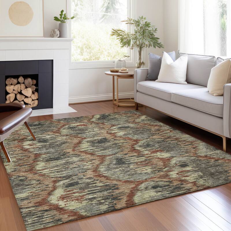 Machine Washable Indoor/ Outdoor Chantille Contemporary Abstract Rug