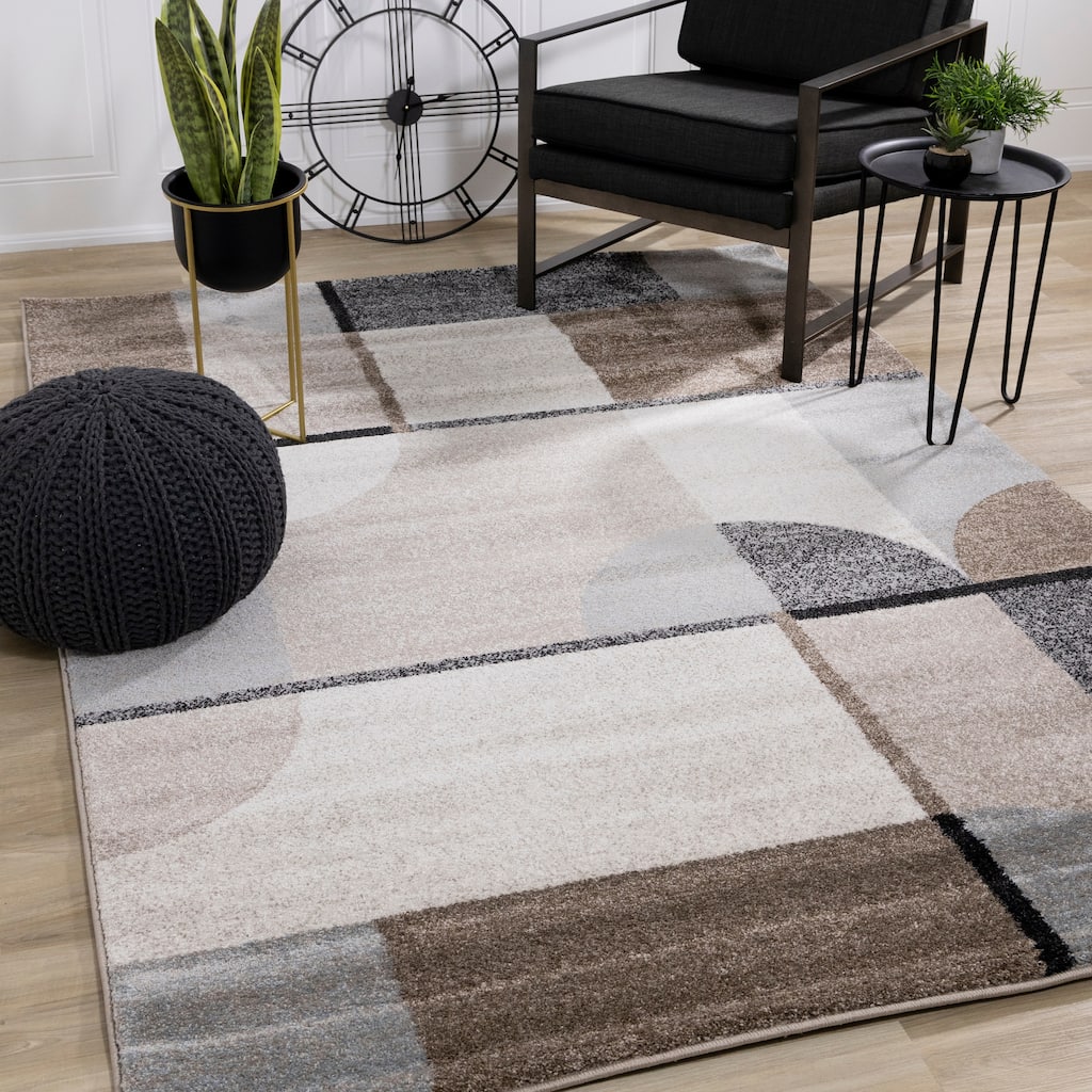 Brookfield Collection - Brown/Grey/Cream Shape Shifting Rug