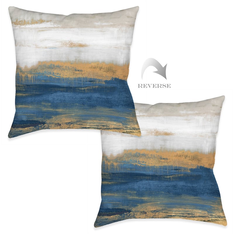 Laural Home Deep Shades Of Blue Abstract Outdoor Decorative Pillow