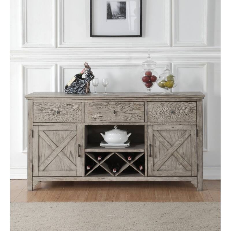 Voluminous Wooden Server, Gray Oak
