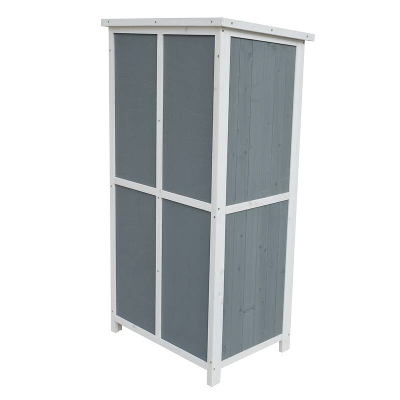 Roomfitters 54 Inch Two-Tone Outdoor Storage Shed with Sloped Roof, Gray and White
