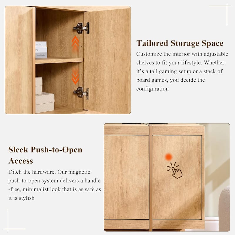 Modern 70" TV Stand, Entertainment Center, Handle-Free Hidden Design