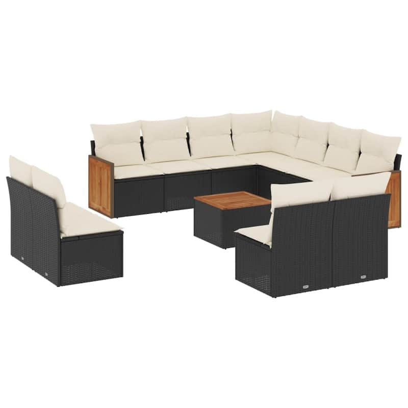 vidaXL Patio Sofa Set with Cushions Outdoor Conversation Furniture Poly Rattan