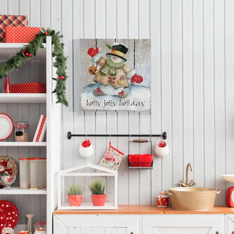 Holly Jolly Snowman-Premium Gallery Wrapped Canvas - Ready to Hang