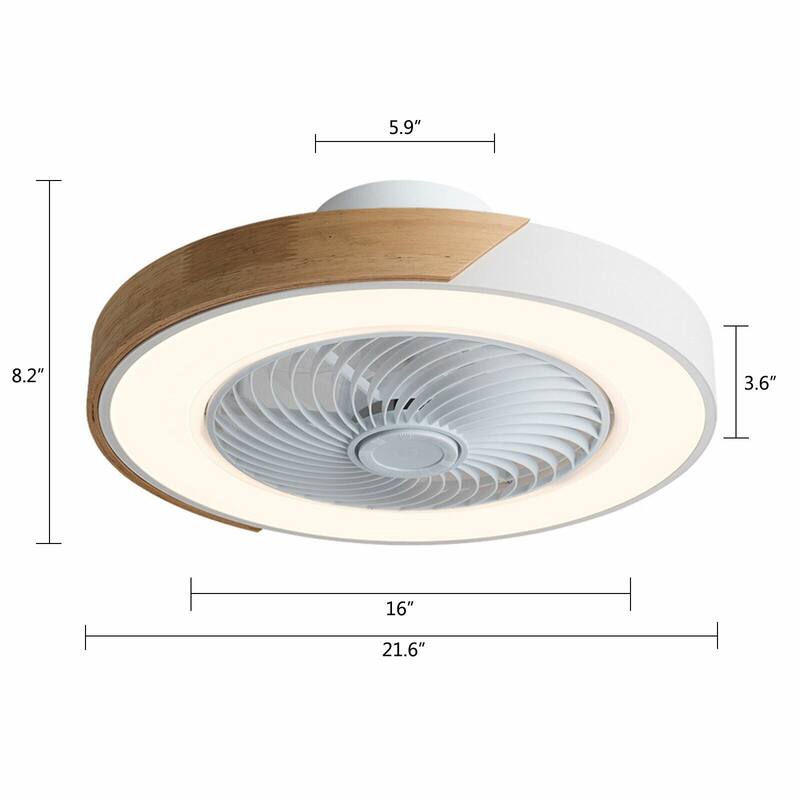 22In Enclosed Low Profile Dimmable Ceiling Fan With Light Wood/Acrylic