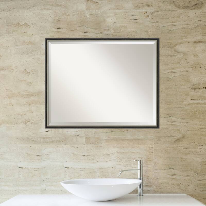 Theo Narrow Beveled Wood Framed Bathroom Vanity Wall Mirror