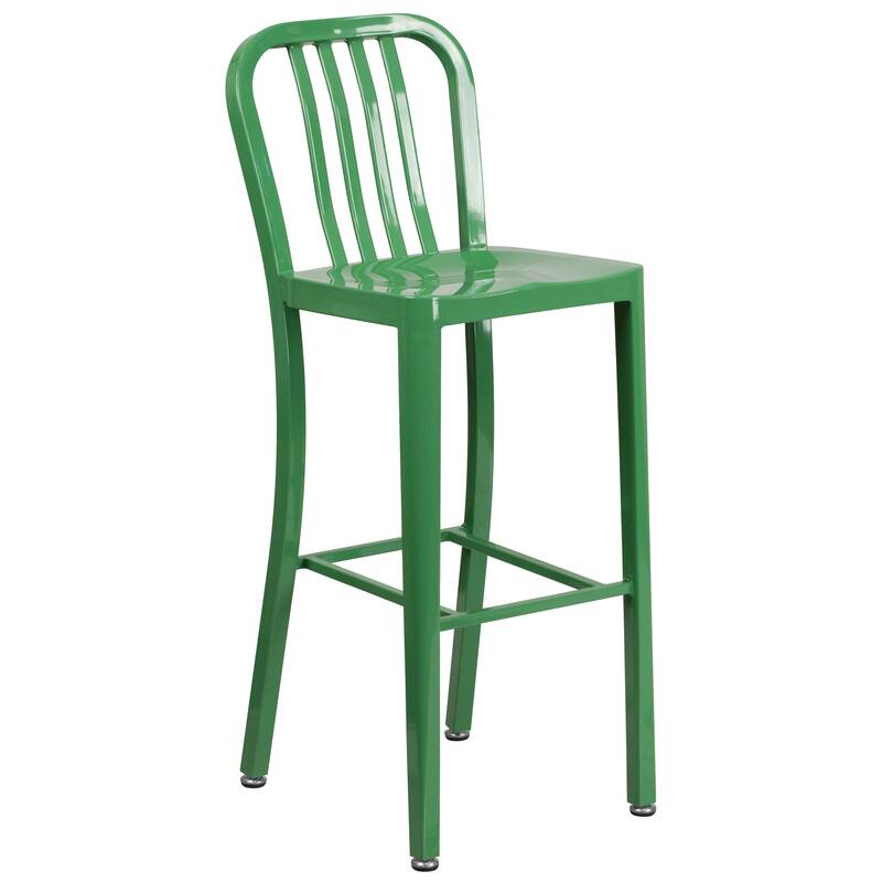 30'' Round Metal Indoor-Outdoor Bar Table Set with 2 Vertical Slat Back Stools - 30"W x 30"D x 41"H