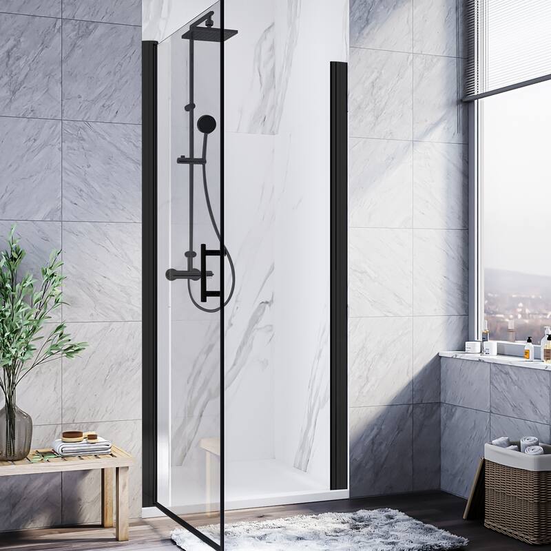 Elegant Adjustable Width Frameless Pivot Swing Shower Door with 1/4 inch Transparent Tempered by Certified Glass Door