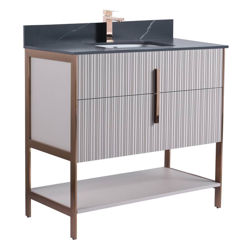 Fine Fixtures Serenity Modern Bathroom Vanity with Black Sintered Stone Top