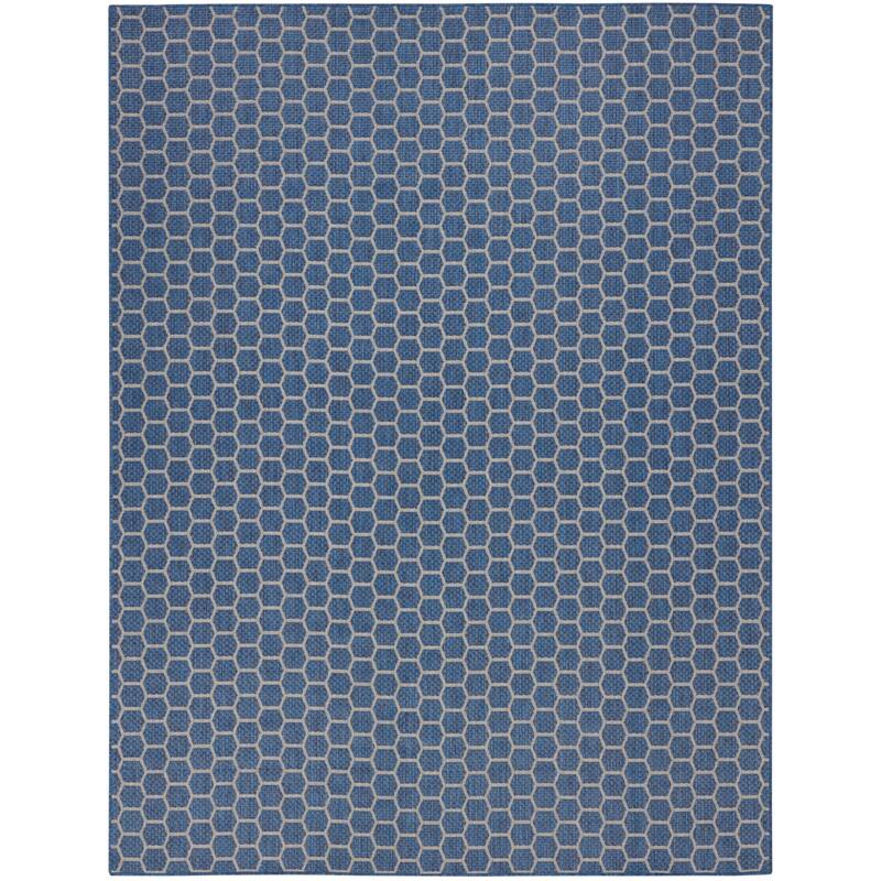 Nourison Reversible Indoor Outdoor Indoor/Outdoor Geometric Area Rug - 8' x 10' - Blue