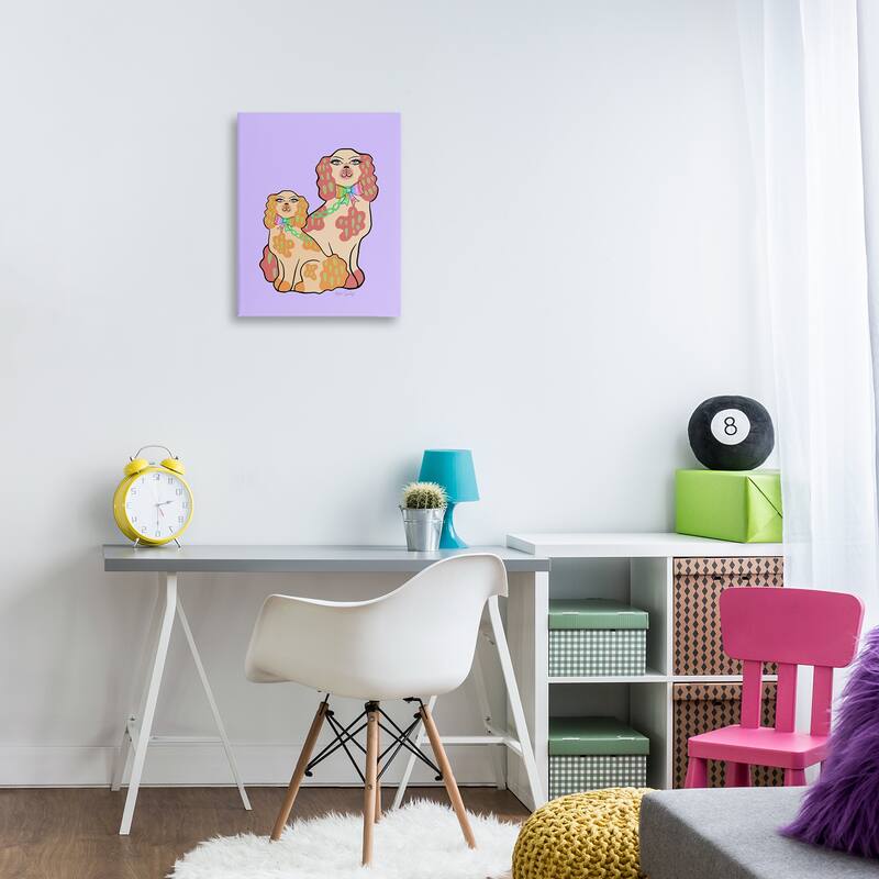 Stupell Funky Dogs on Purple Canvas Wall Art Design By Katie Conley