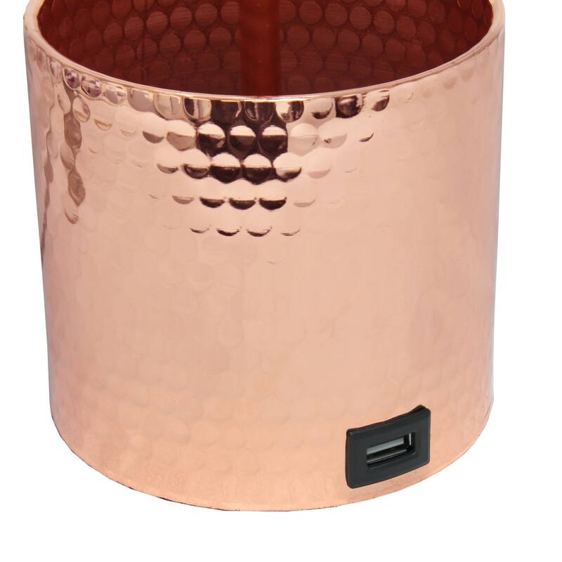 18.5 in. Rose Gold Finish Table Lamp with White Shade, Sturdy Table Lamp for Living Rooms and Bedrooms