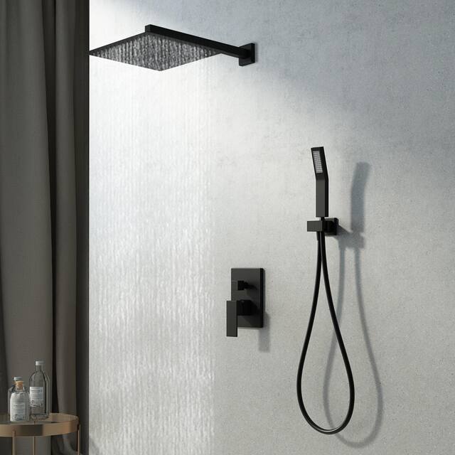 10-inch Square Rainfall Shower Head With Two Modes - matte black
