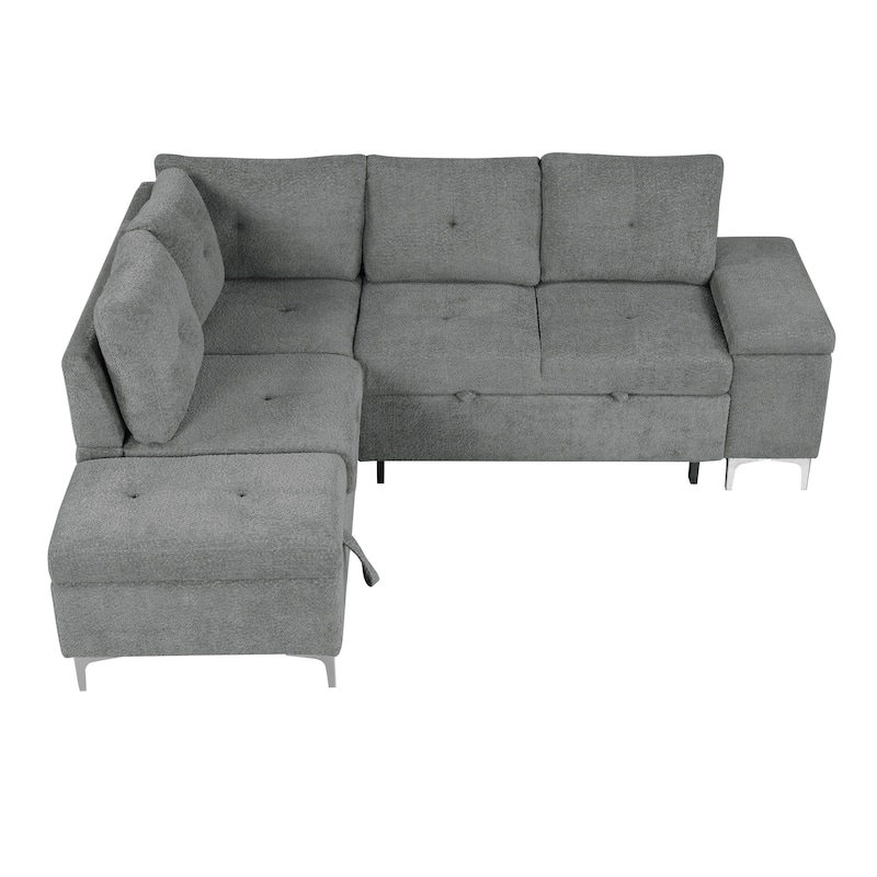 88.2" L-Shaped Upholstered Sofa with Ample Storage Space, Two Cup Holders and Two USB Ports