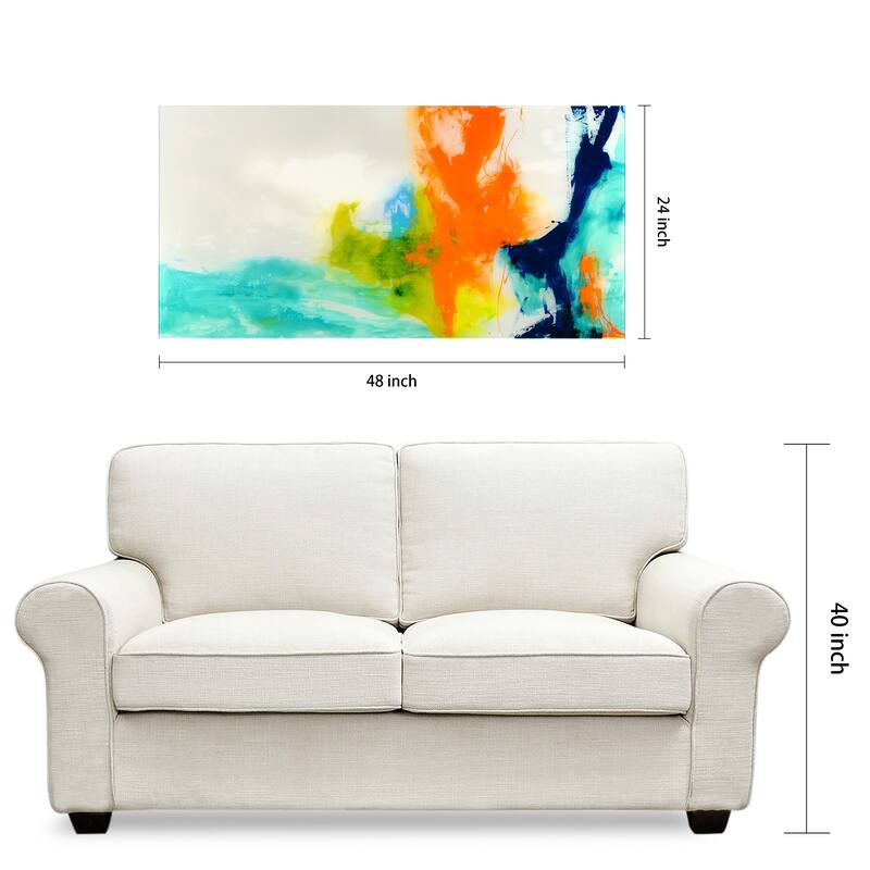 "Tidal Abstract 1" Frameless Free Floating Tempered Glass Panel Graphic Wall Art