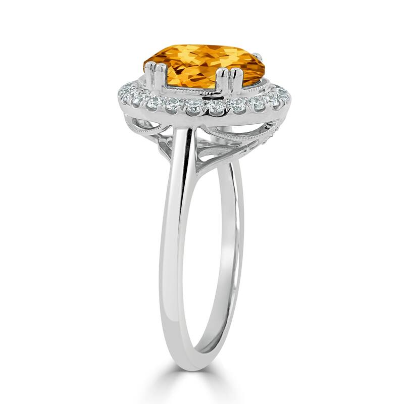 Auriya Vintage 2 5/8ct Oval Citrine and Halo Diamond Engagement Ring 1/3ctw 14k Gold
