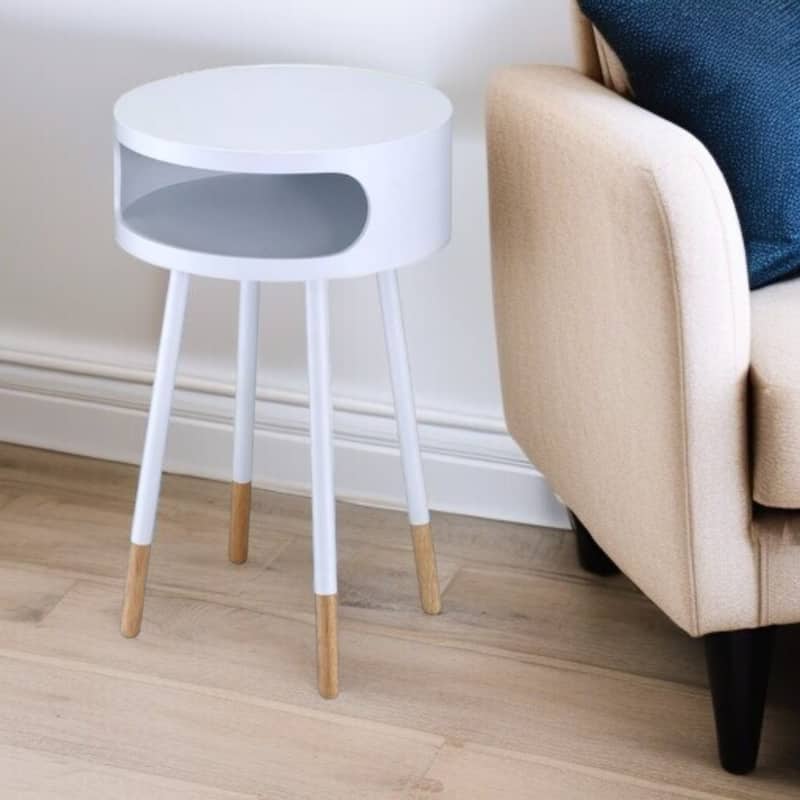 Bentwood Retro Round Wooden End Table - 16" W x 16" D x 26" H
