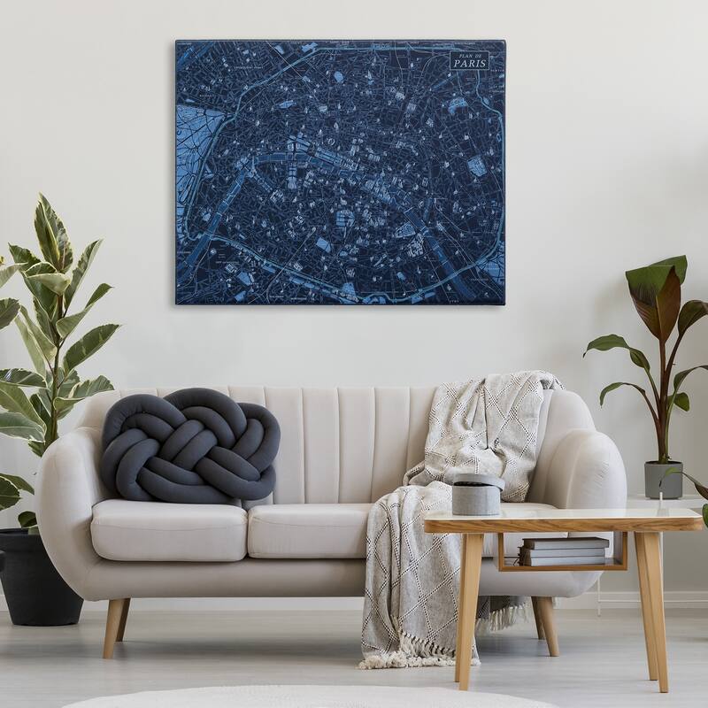Stupell Blue Detailed Paris Map Canvas Wall Art Design By Phillipa Katz