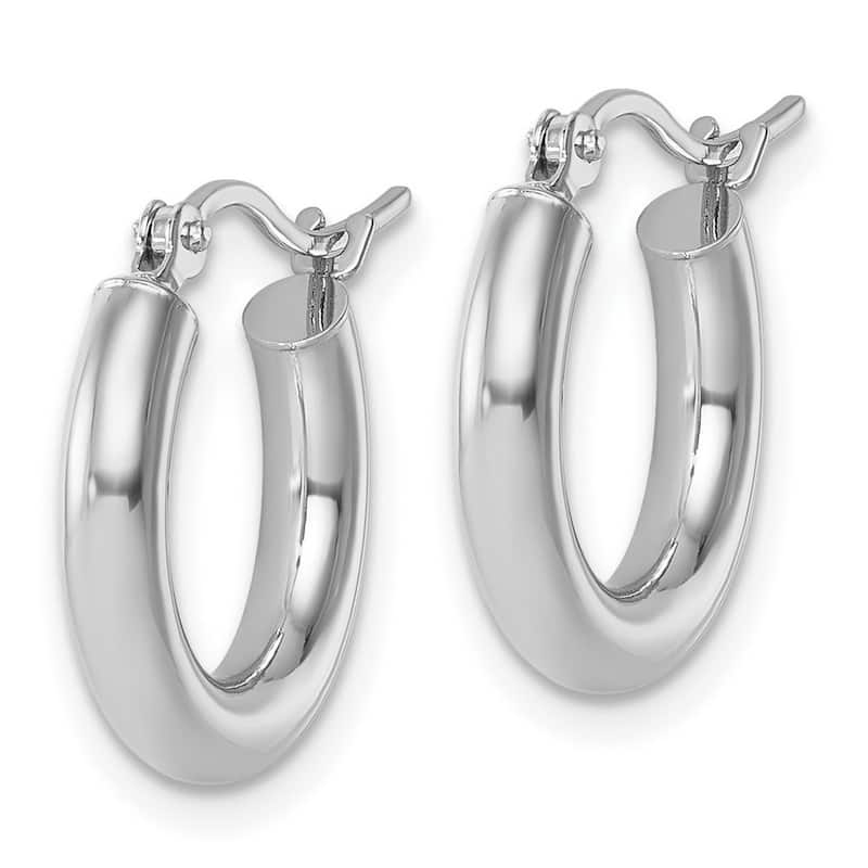 Curata 14k White Gold 3x16mm Classic Hoop Earrings