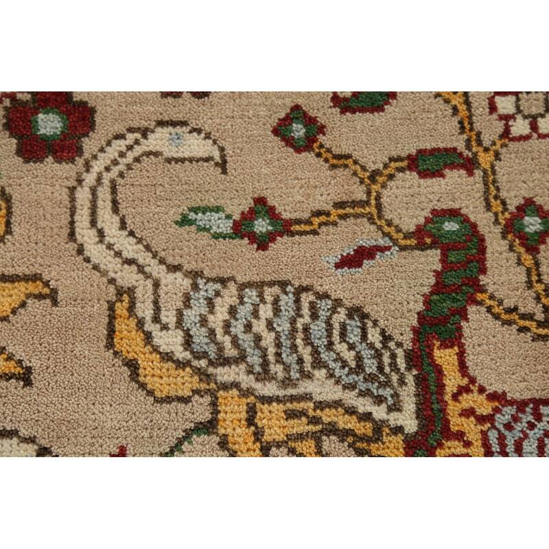 Animals Design Ziegler Indian Accent Rug Handmade Wool Carpet - 2'7"x 6'0"