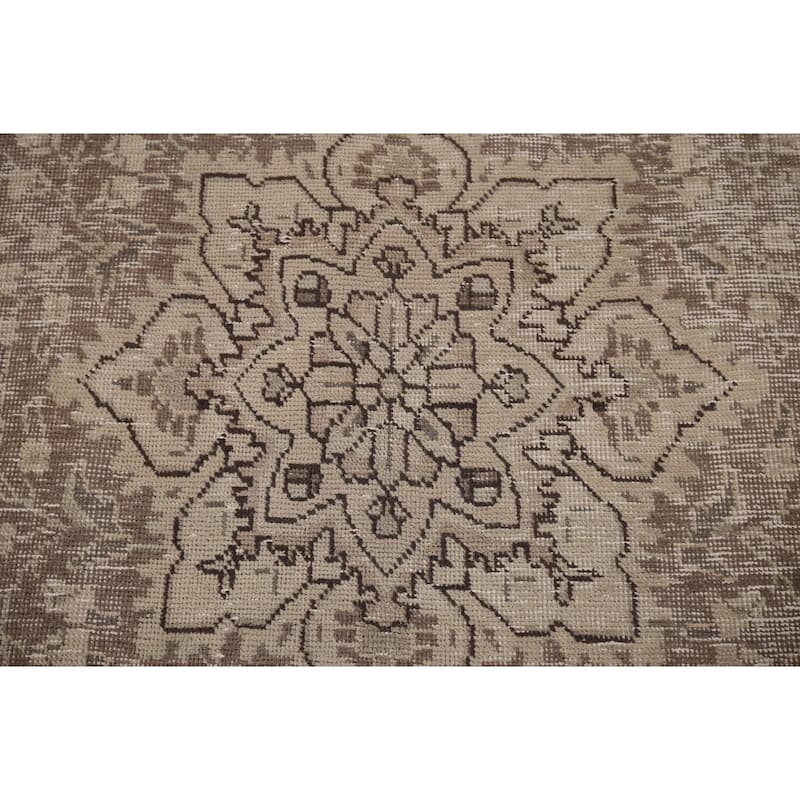 Distressed Tabriz Vintage Persian Rug Handmade Traditional Wool Carpet - 6'8" x 9'5"