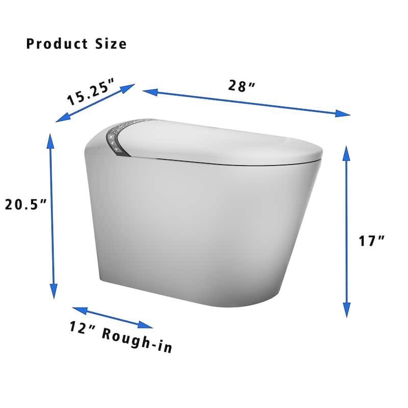 Smart Toilet with Bidet, Tankless One-Piece Elongated