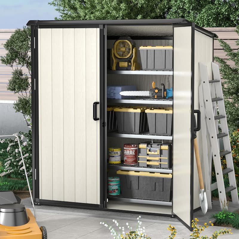 5.0'x3.1'Resin Outdoor Storage Shed with Lockable Door