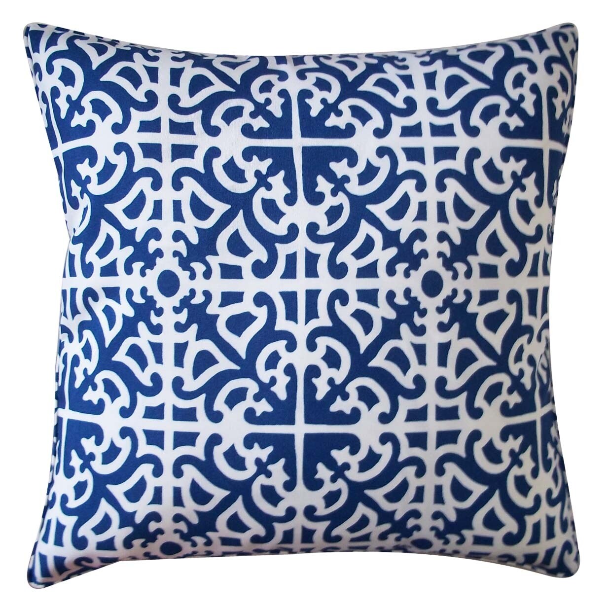 Jiti Blue Malibu Geometric Sunbrella Handmade Outdoor Pillow - 20 x 20 - 20 x 20