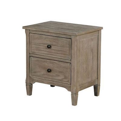 Gray 2 Drawer 15.75 in. W Nightstand with Sturdy Knob Pulls