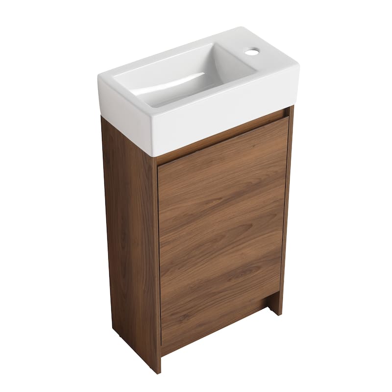 BNK 16/18 inch Freestanding Bathroom Vanity with Single Sink and Soft Close Door