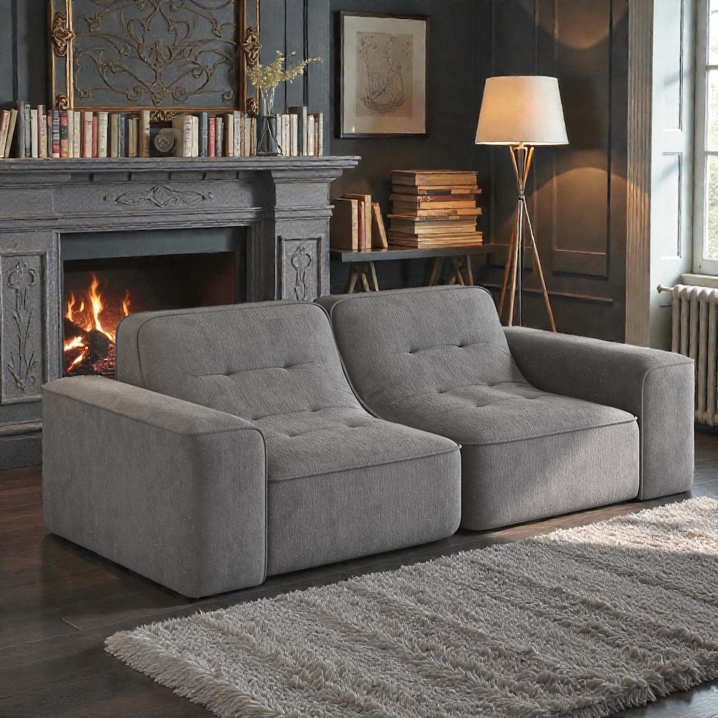 83.6 Inch Modular Sectional Sofa, 3 Seater Tufted Chenille Couch with Deep Seat, No Assembly Modern Sofa