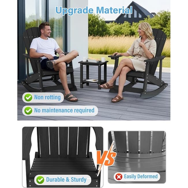 WINSOON HIPS All Weather Outdoor Indoor Oversized Rocking Chair,Adirondack Rocking Chair Set of 4