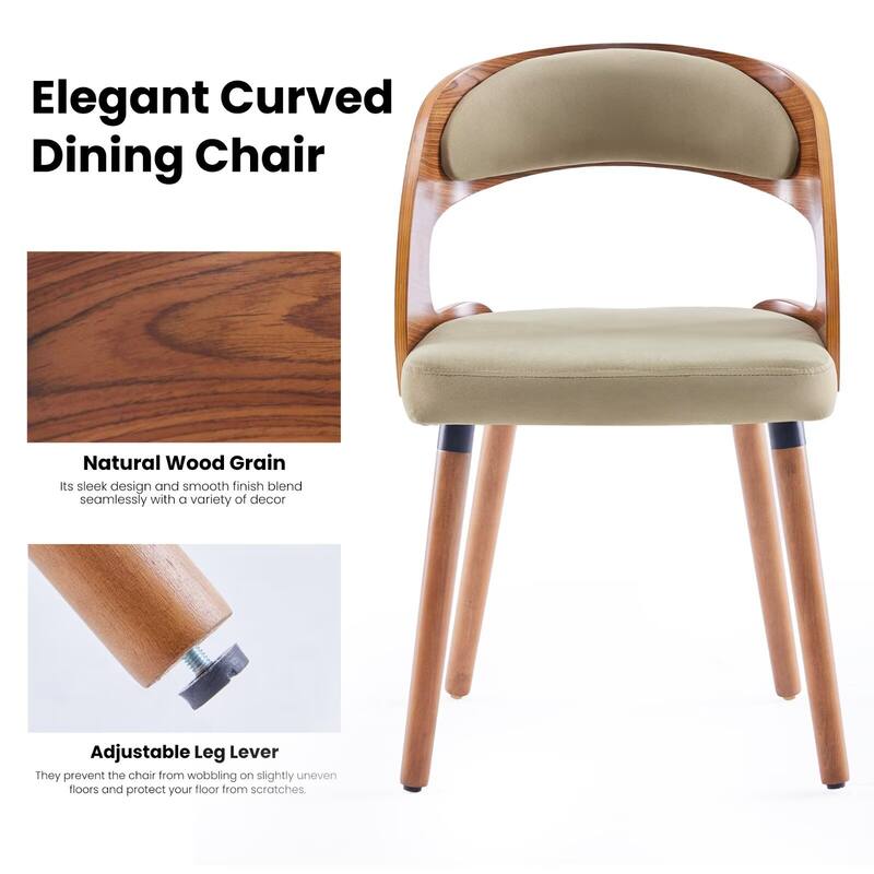 Modern Upholstered Dining Chairs with Curved Backrest (Set of 2)