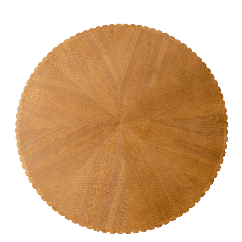 Round Vintage Coffee Table Home Decor Coffee Table with 3 Solid Wood Legs, for Living Room, Natural Color