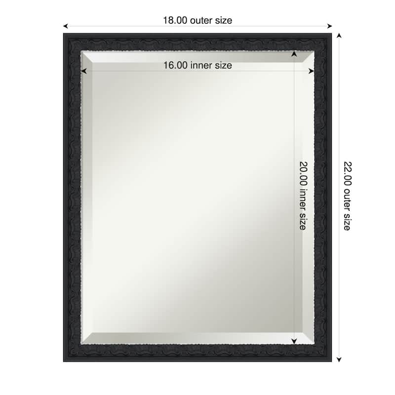 Bethany Beveled Wood Framed Bathroom Vanity Wall Mirror - 18 x 22 in - Bethany Black