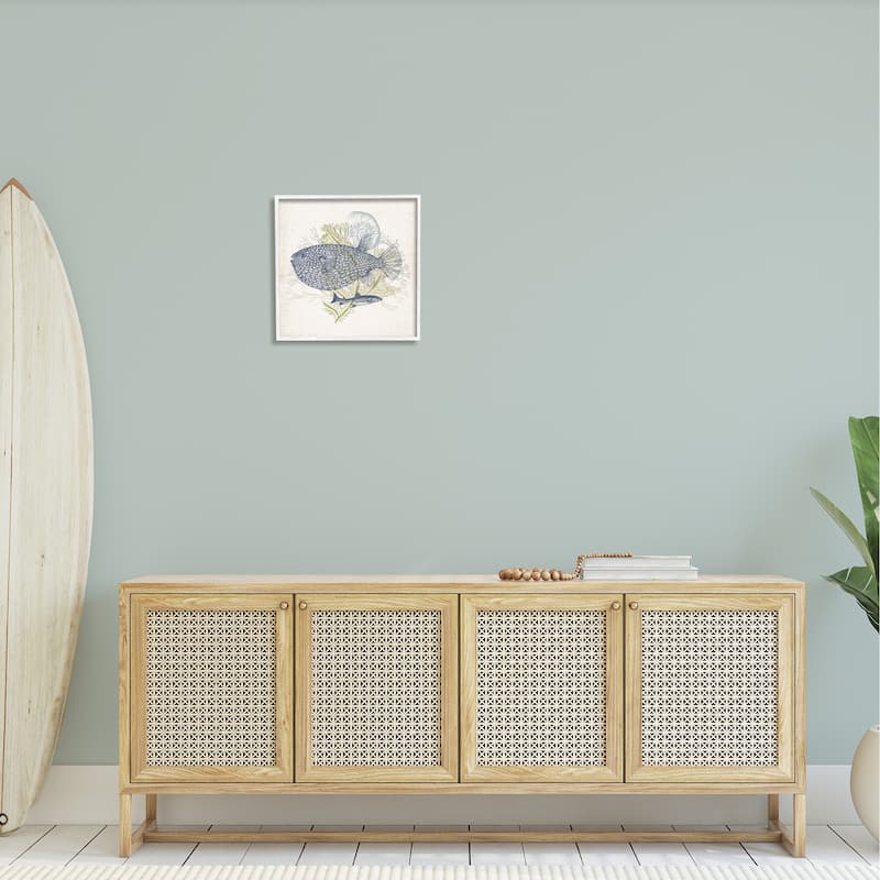 Stupell Aquatic Sea Life Rustic Seashell Layered Fish Framed Wall Art, Design by Victoria Barnes