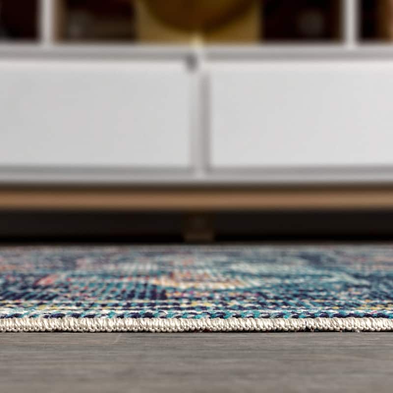JONATHAN Y Zafra Vintage Medallion Rug Peacock Blue/Navy Area Rug