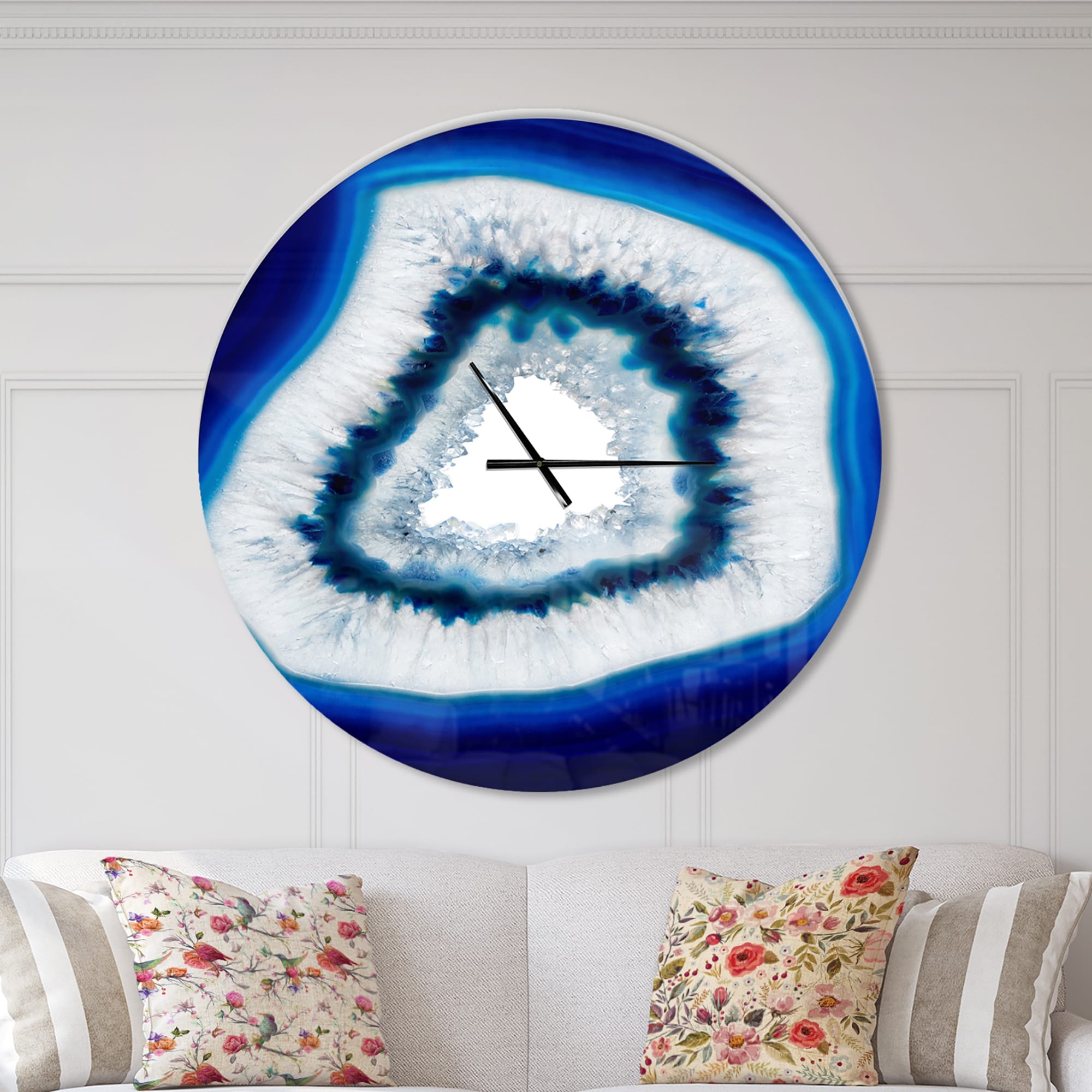 Designart 'Slice of blue agate crystal' Oversized Modern Wall CLock