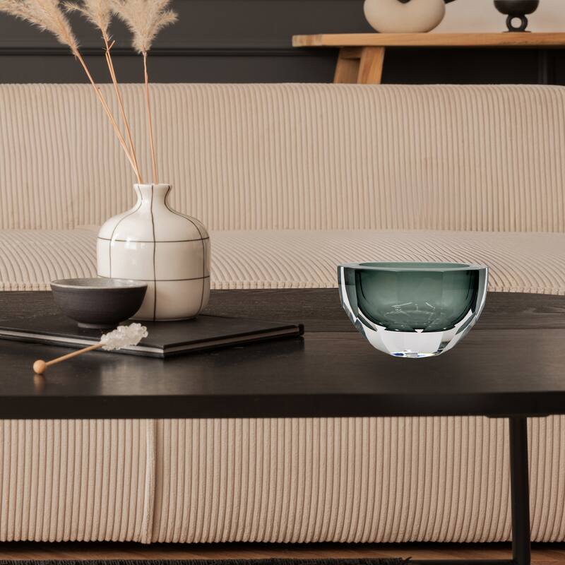 4" High Premium Contemporary Glass Vase in Grayish Blue
