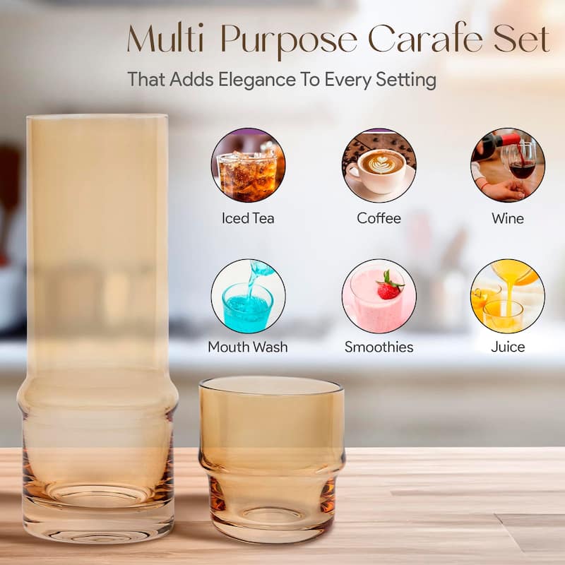 Elle Decor Bedside Water Carafe with Tumbler Doubles as Lid - 3.34" x 9.28"