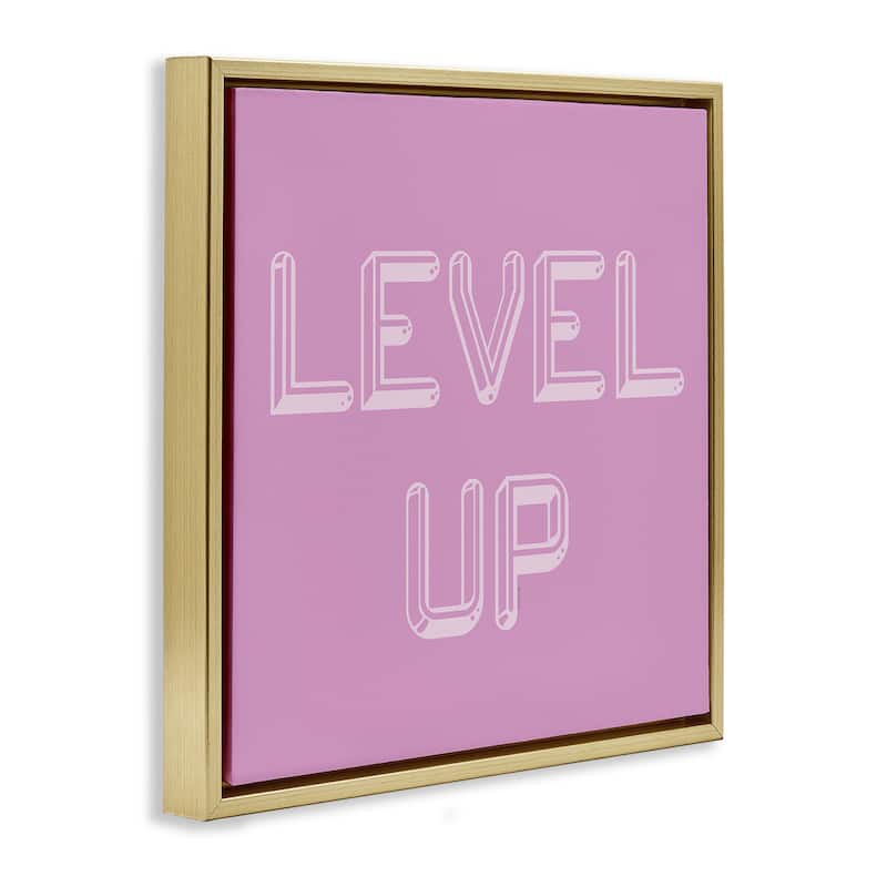 Stupell Level Up Purple & White Framed Floater Canvas Wall Art Design By Yass Naffas Designs