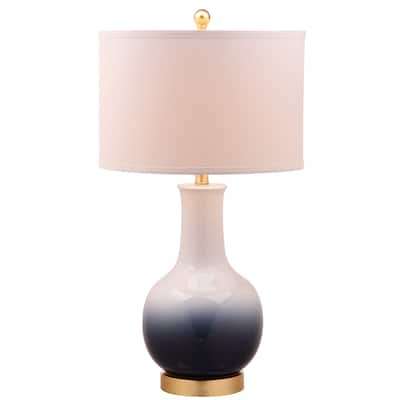 SAFAVIEH Lighting 28-inch Alfio Navy/ White LED Table Lamp - 15"x15"x28"