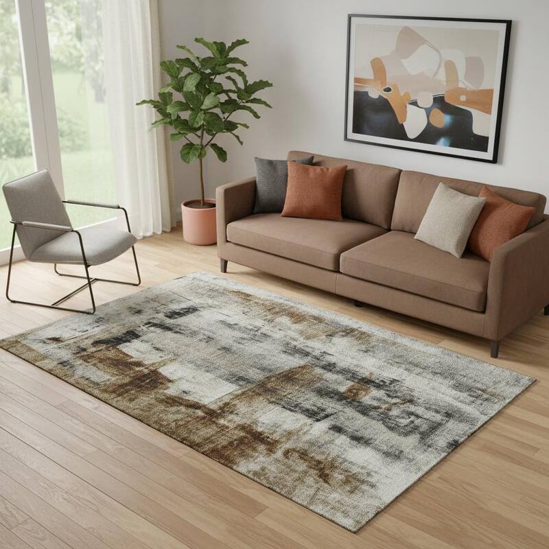 HomeRoots Abstract Transitional Rectangle Area Rug - 5' X 8' - 5' X 8'