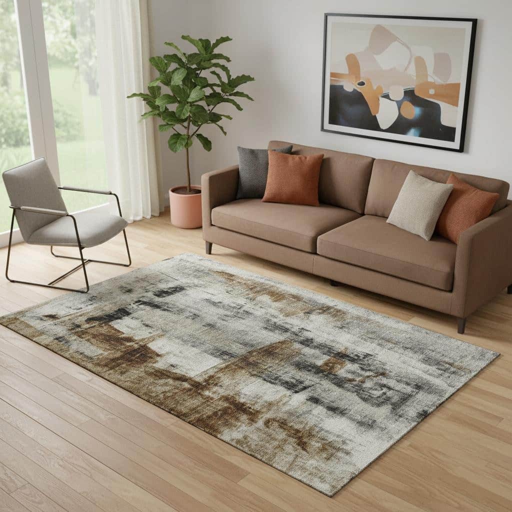 HomeRoots Abstract Transitional Rectangle Area Rug - 5' X 8'