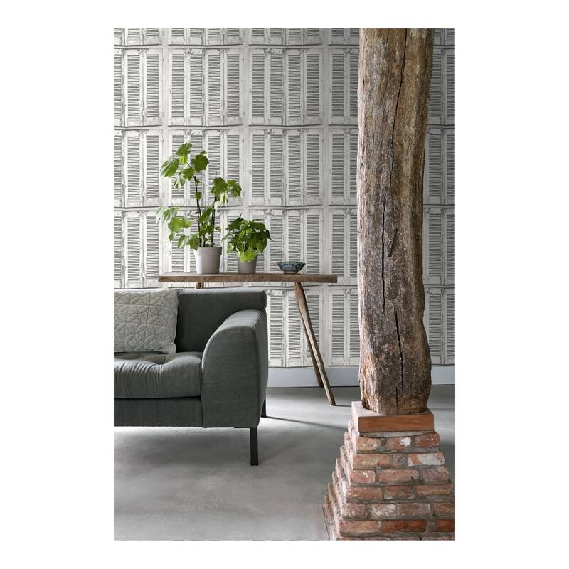 ESTA Home Lansbury Off-White Distressed Shutter Wallpaper - 20.5 x 396 x 0.025