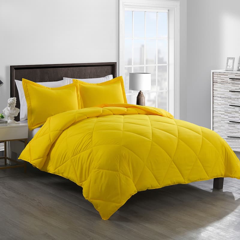 Stayclean Bacteria Inhibiting Diamond Stitch Comforter Set - Yellow - Full - Queen