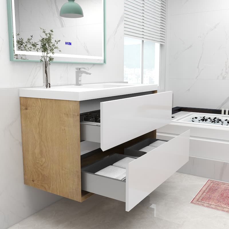 Selina 42" Wall Mounted Vanity with Single Sink - 42