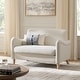preview thumbnail 56 of 62, HULALA HOME Adika 51"W Farmhouse Striped Linen Upholstered Loveseat with Solid Wood Spindle Legs Ivory